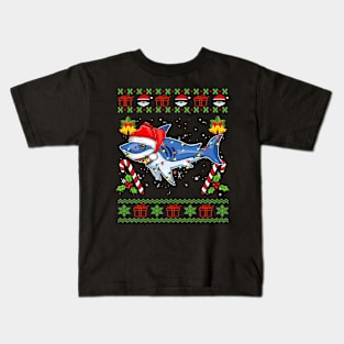 ugly christmas sweater shark Kids T-Shirt